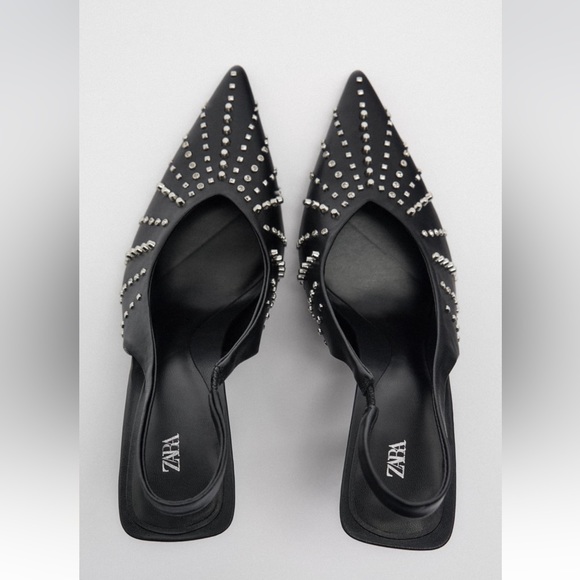 ✨SALE✨ ZARA STUDDED HEELED SLINGBACKS ✨SALE✨ - Picture 7 of 8